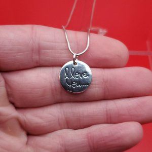 16 Inch 925 Sterling Silver I Love You Cursive Pendant Necklace